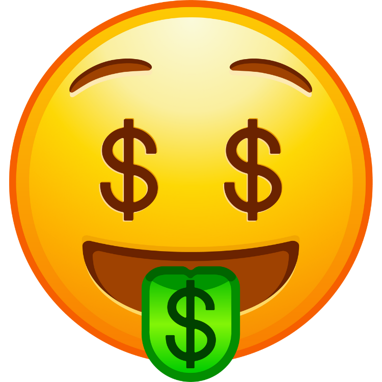 Emoji of money hungry face